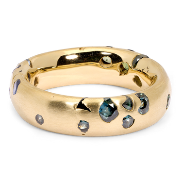 Wide Blue & Green Confetti Sprinkle Ring - Made to Order